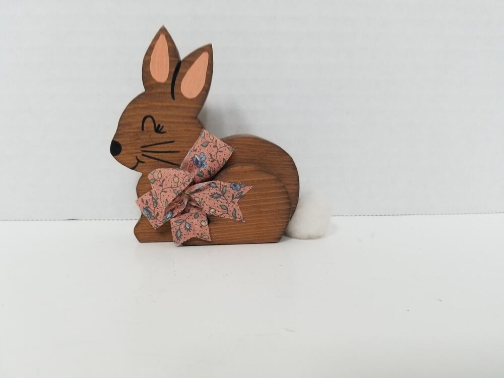 Vintage Wooden Hand Painted Bunny Rabbit Cotton Tail Cottage Granny Core